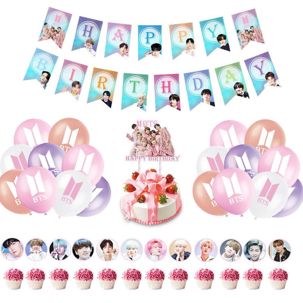 Kit de balões de aniversário: balões de látex, 36 unidades com Banner Cake T