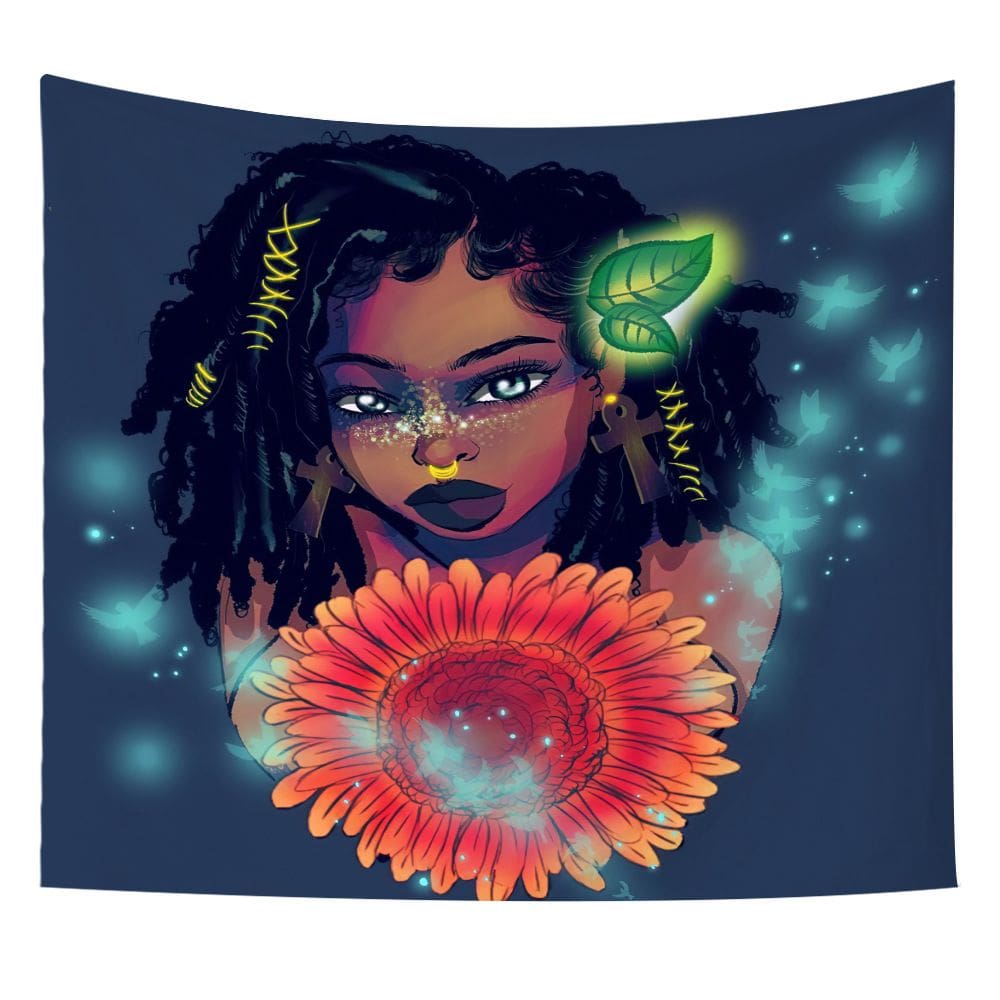 Tapeçaria African Girl Microfabric 150x130cm para decoração de quarto