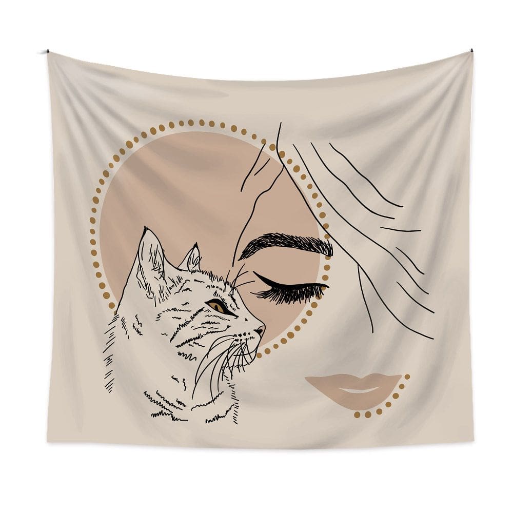 Tapeçaria Animal Cat Wall Microfabric Fiber 150x130cm