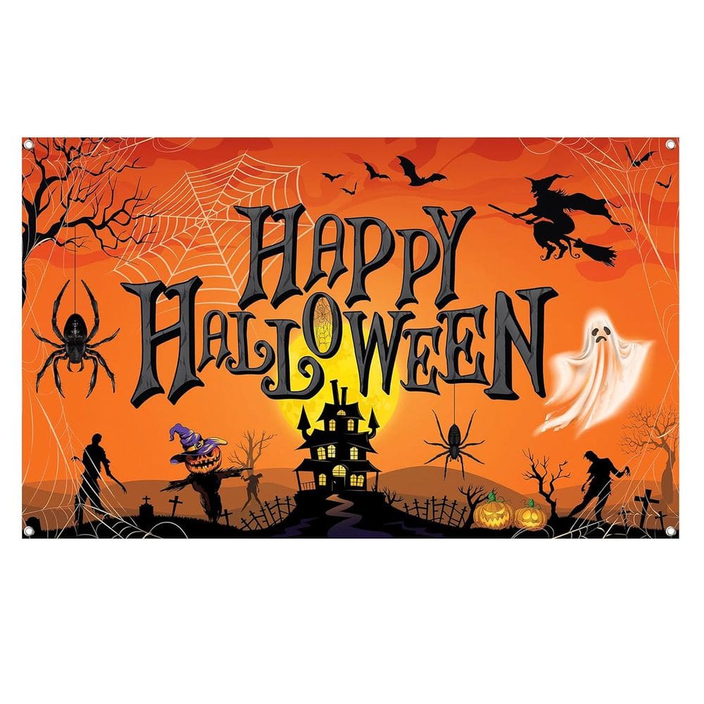 Tapeçaria Happy Halloween Wall 150x90cm de fibra de microtecido