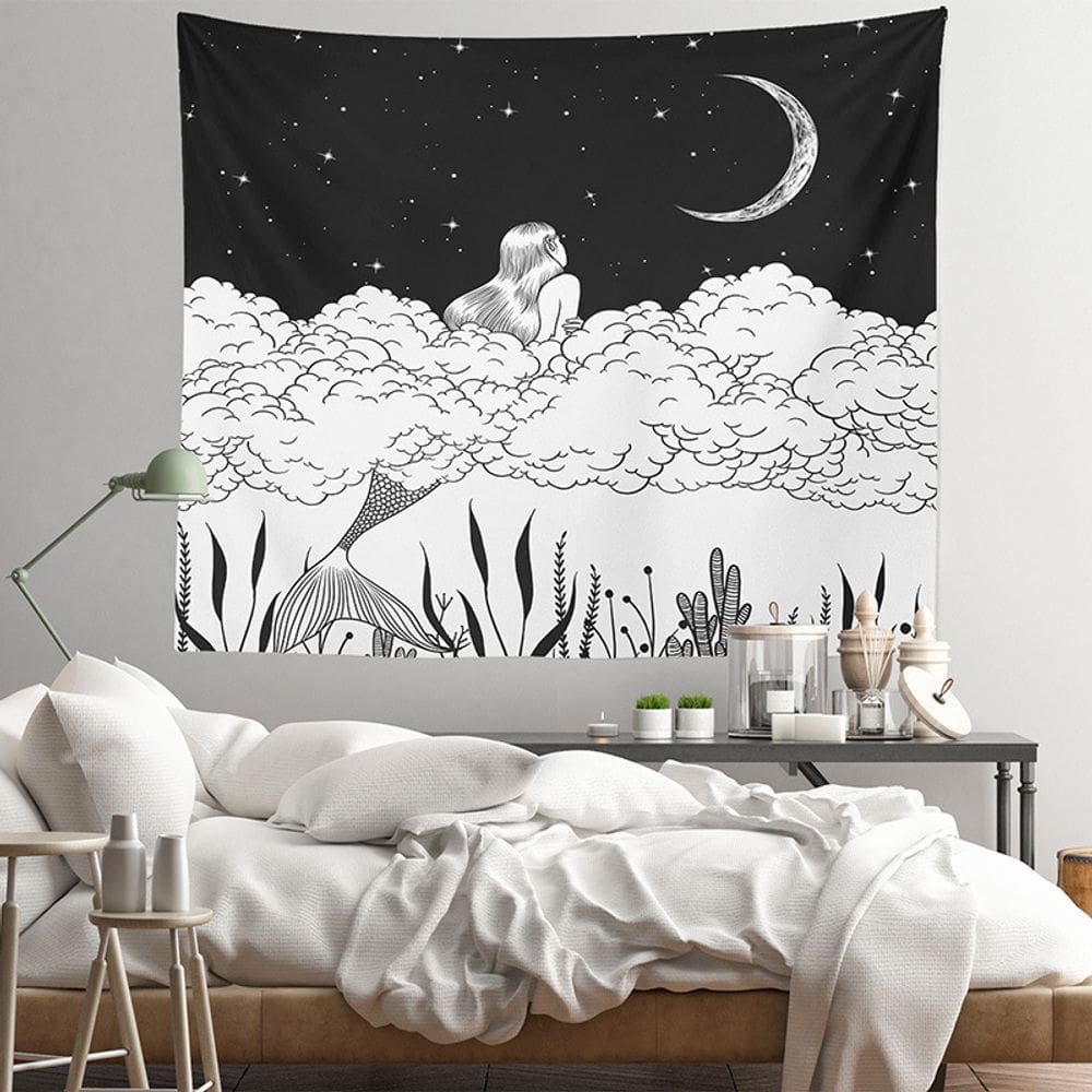 Tapeçaria de parede Sereias olhando para a lua 150x100cm