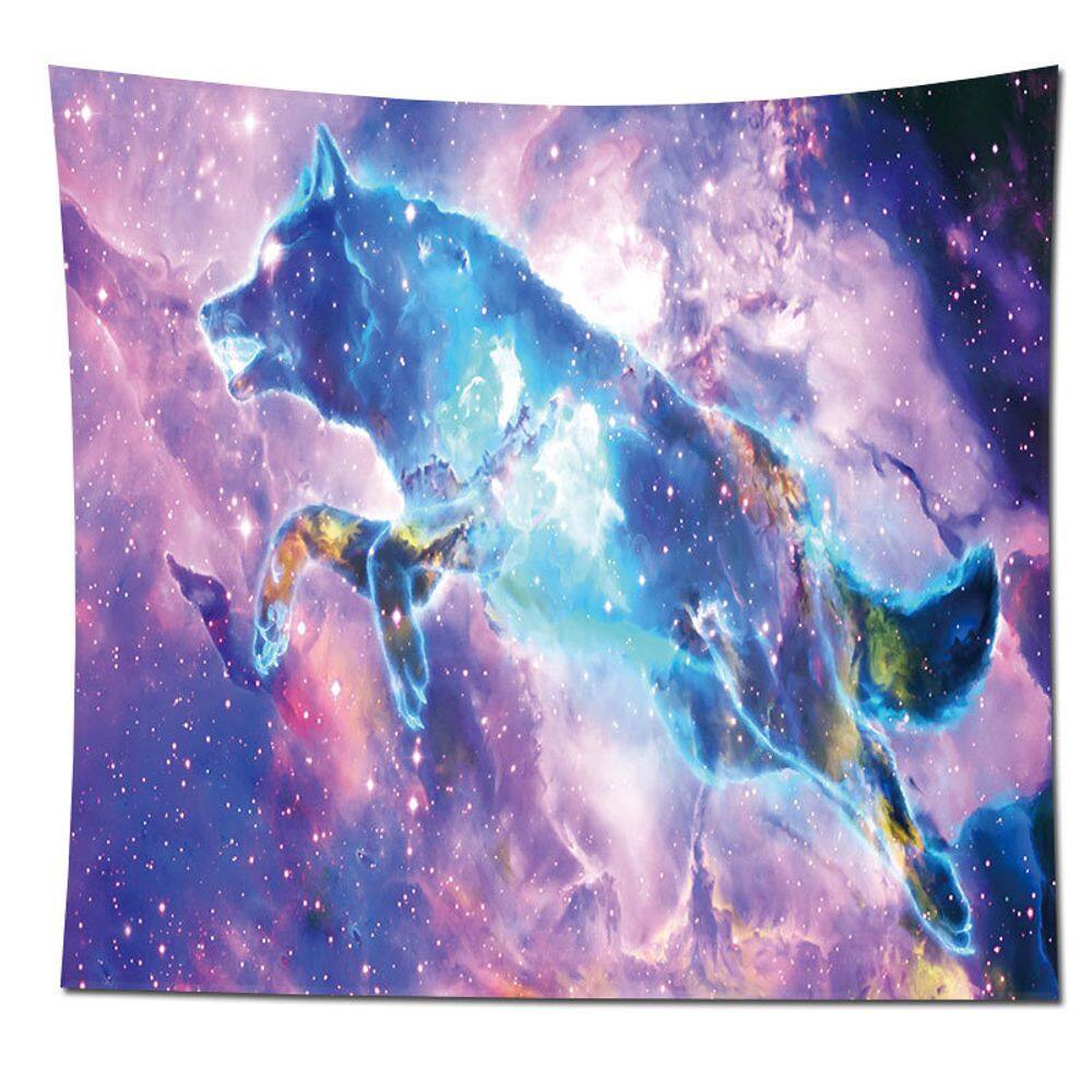 Tapeçaria Starry Wolf Wall Room Aesthetic 180x150cm, microtecido