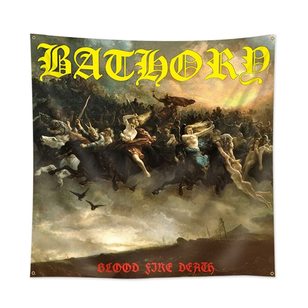 Tapeçaria Bathorys Bloods Fires Deaths Flag Art Anime 90x90cm