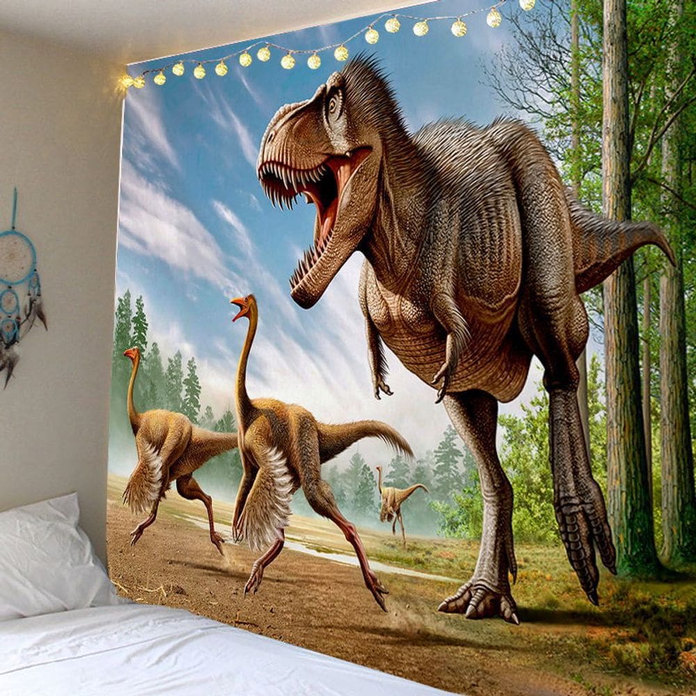 Tapeçaria, dinossauro, estética de sala de parede, 150x130cm, microtecido
