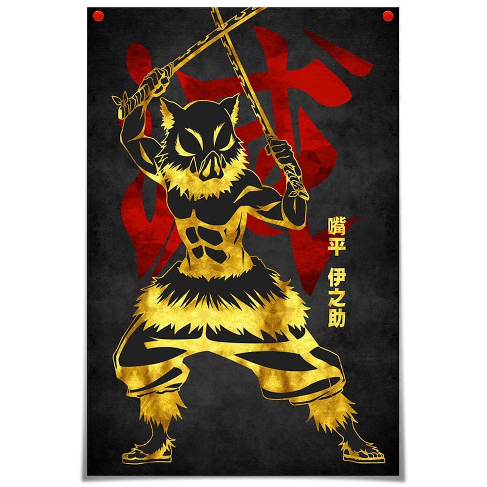 Arte de parede em tela Demon Slayers Hashibiras Inosukes Anime