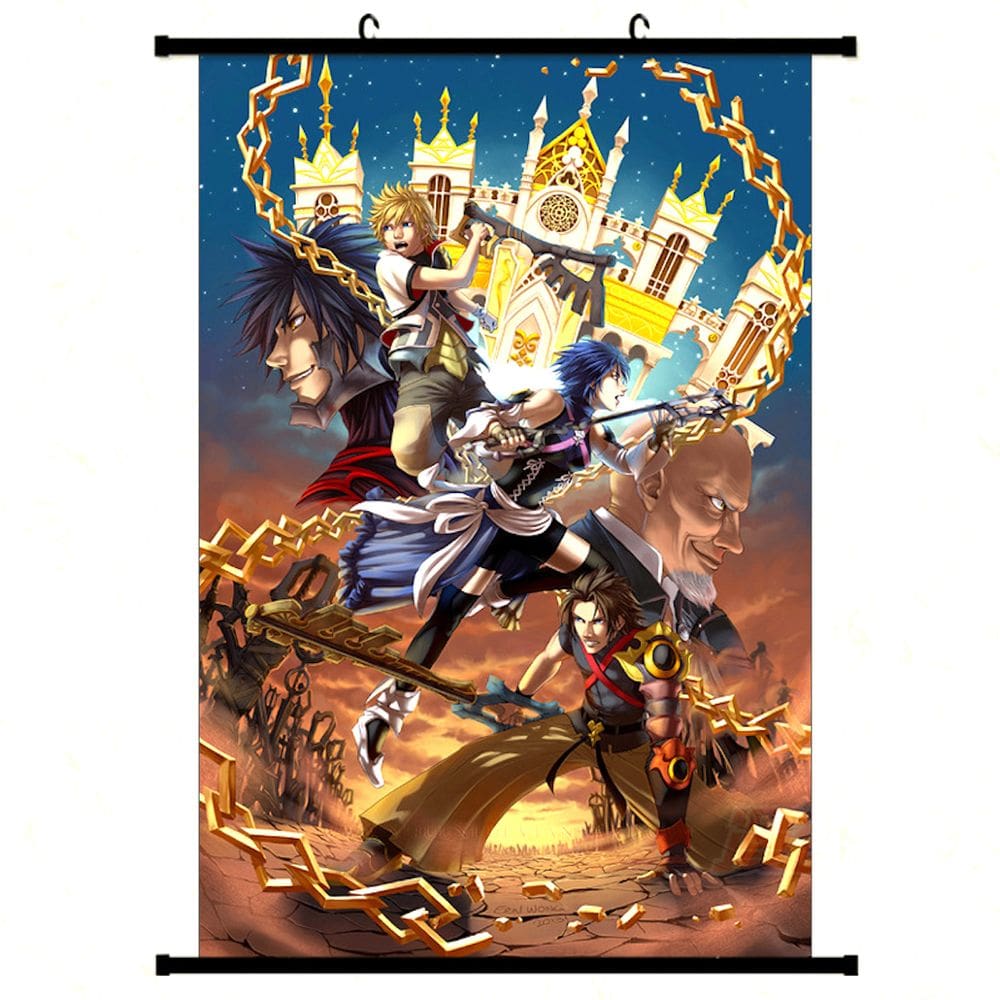 Pintura de parede em tela Kingdom Hearts Sora Riku Anime