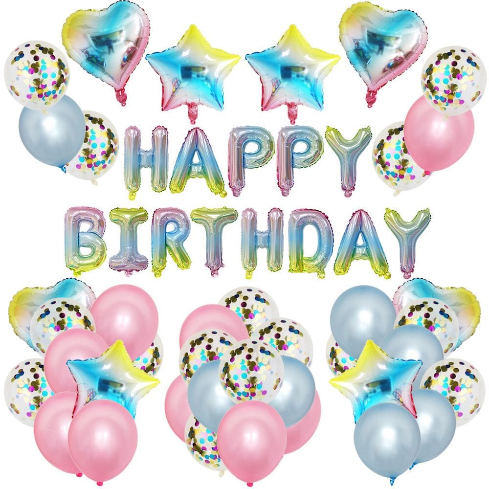 Kit de balões, folha colorida de látex de feliz aniversário, 39 unidades