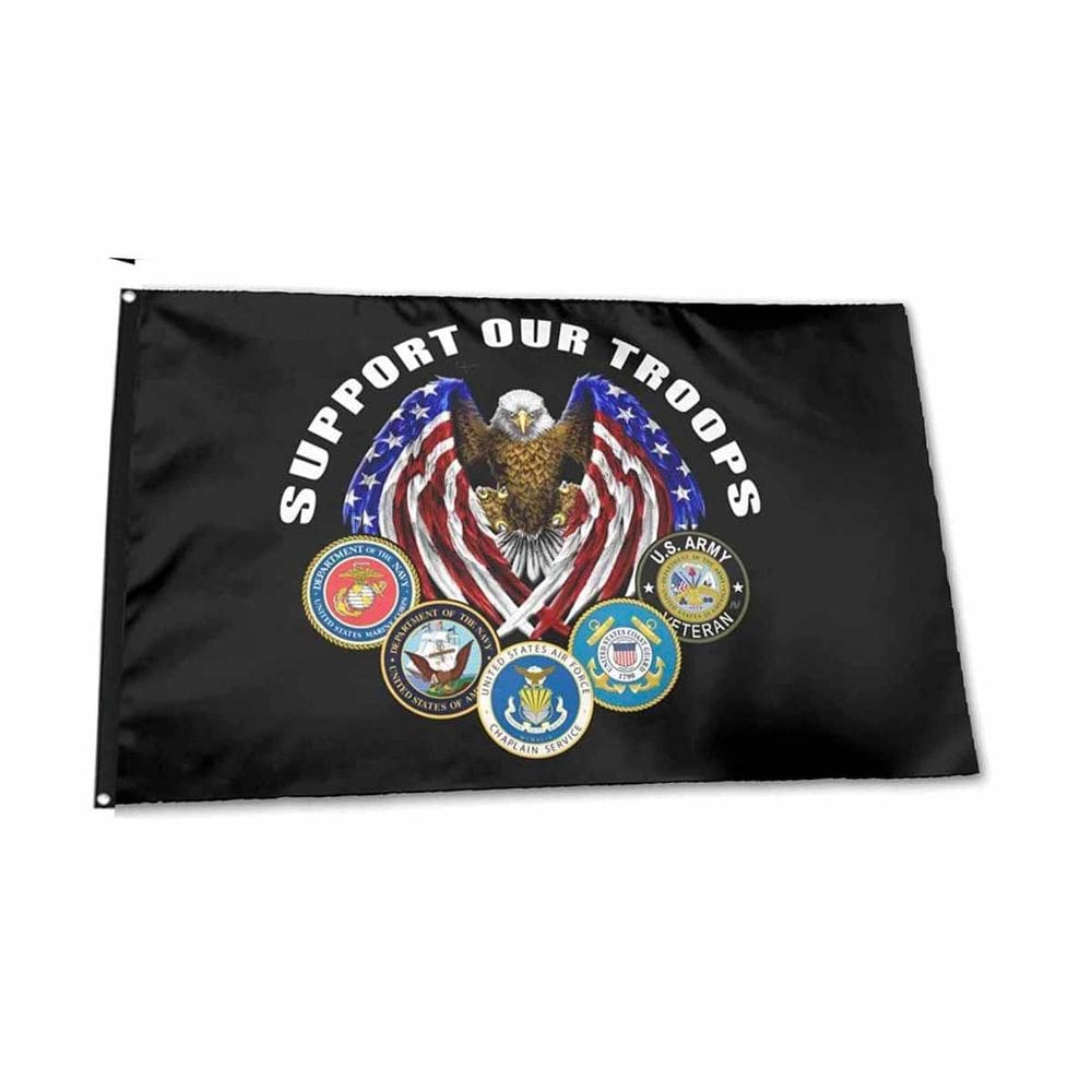 Bandeira de tapeçaria apóia nossas tropas 90x150cm Terylene