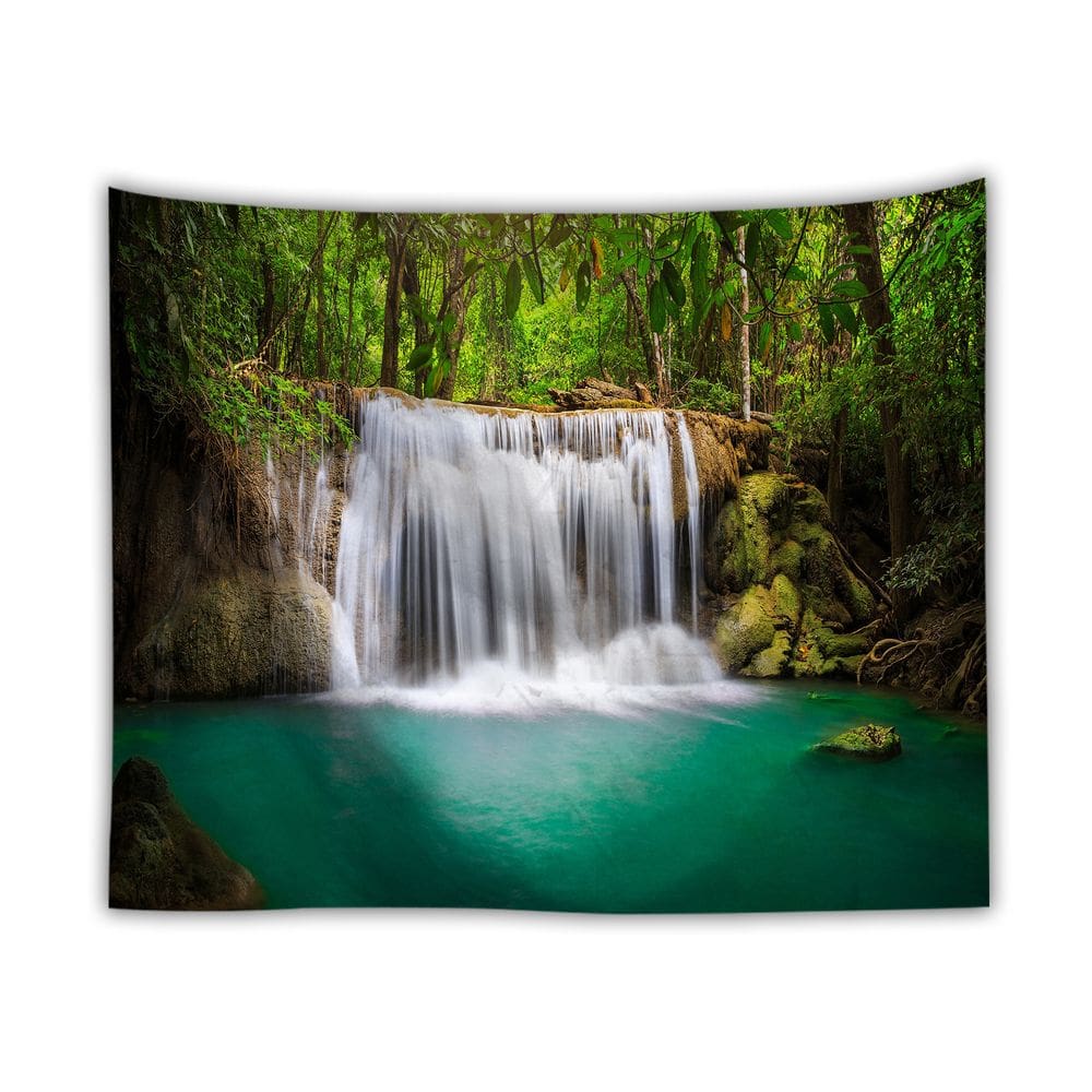 Tapeçaria, paisagem de cachoeira, floresta, 150x150cm, microtecido