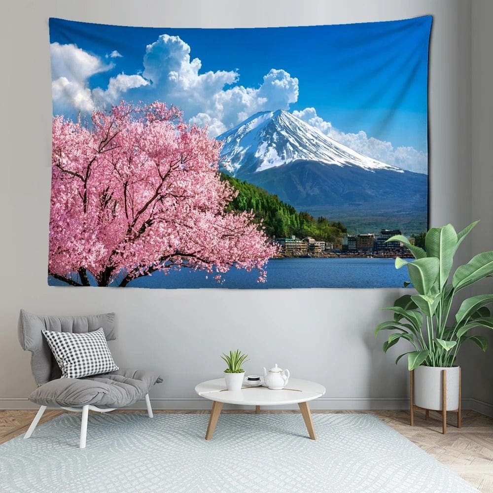 Suporte de tapeçaria de parede Fuji Pink Cherry 150x100cm poliéster