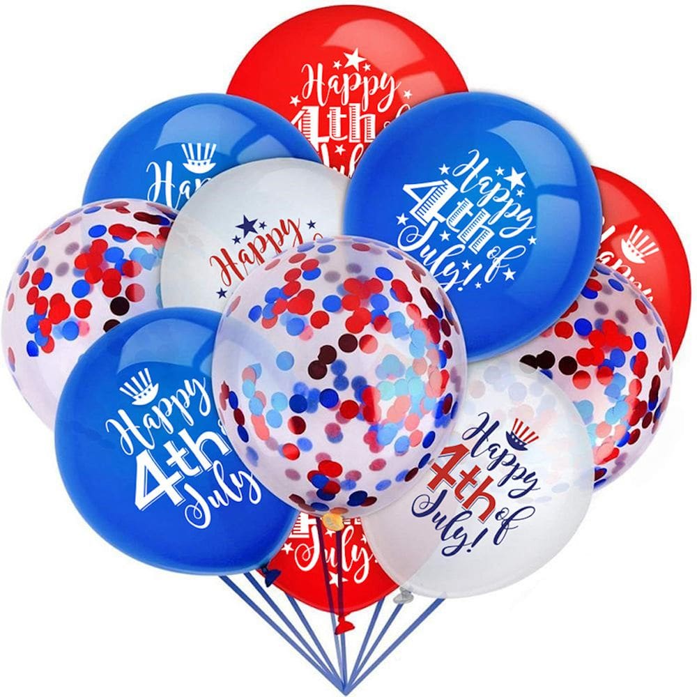 Kit de balões Happy 4th July Vermelho Azul Branco Latex x12