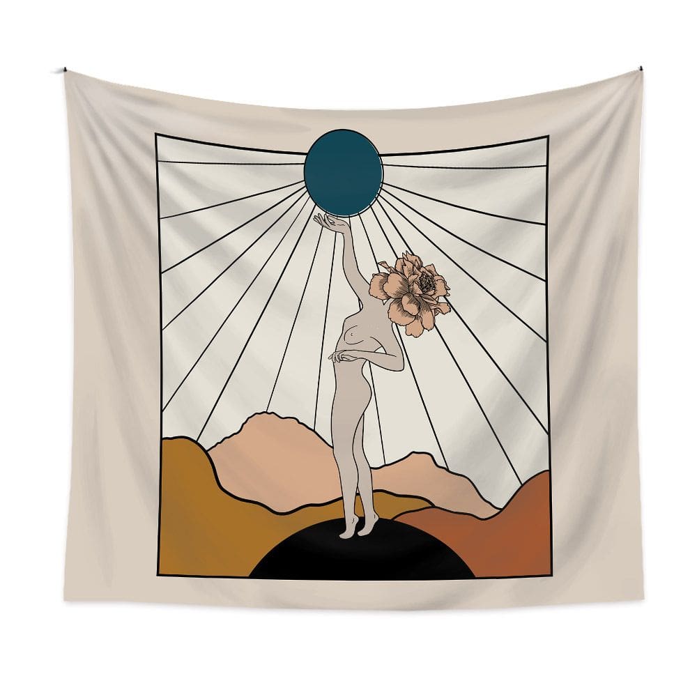 Microtecido Tapestry Beauty Sun Wall Room Aesthetic 150x130cm