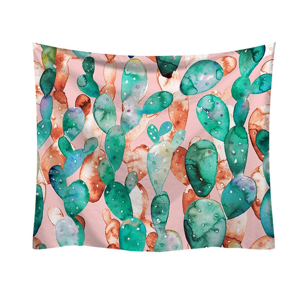 Tapeçaria Cactus Wall 150x130cm, microtecido, fibra, decoração de quarto
