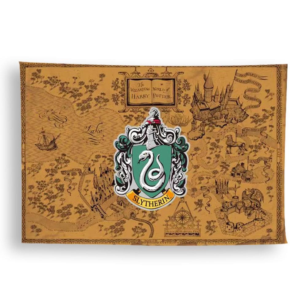 Tapeçaria para pendurar na parede Marauders Maps Slytherins Anime 140x80cm
