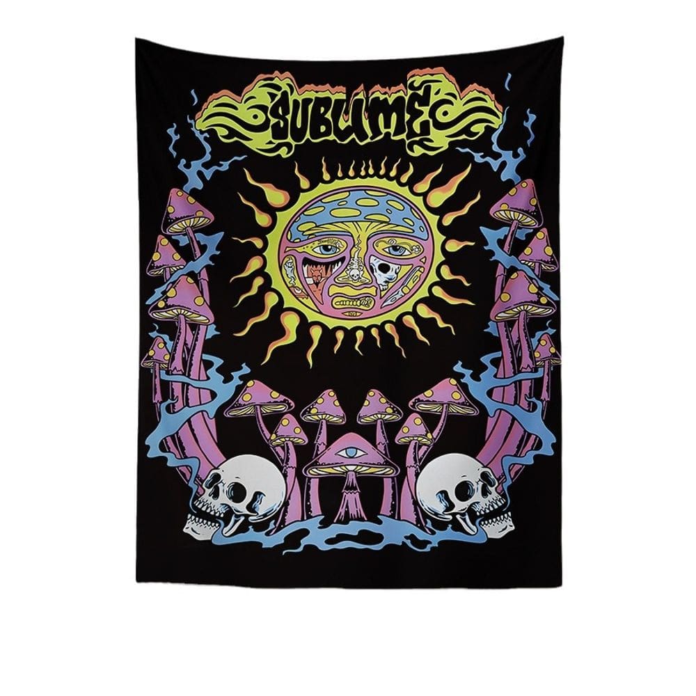 Tapeçaria Halloween Skeleton Mushroom Wall 150x130cm