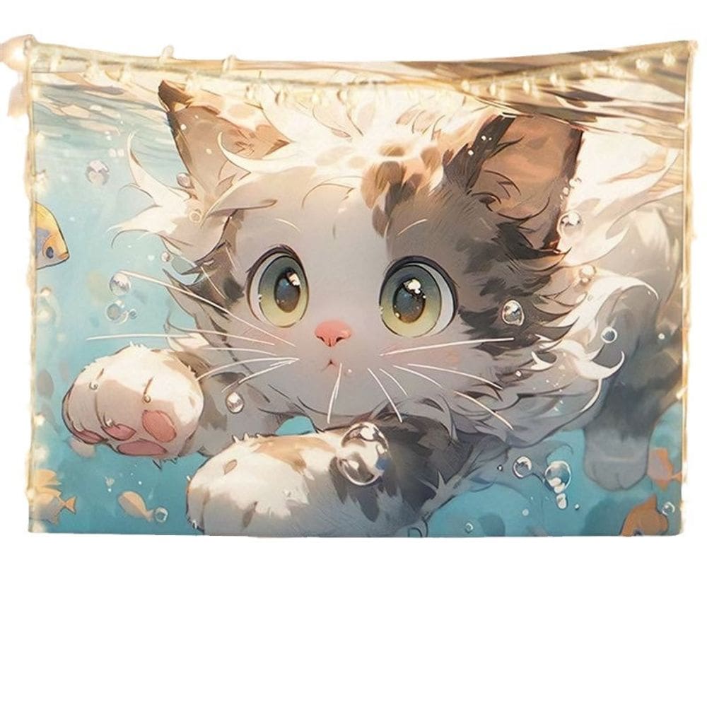 Tapeçaria Cat Wall Room, pintura estética, 150x130cm, microtecido