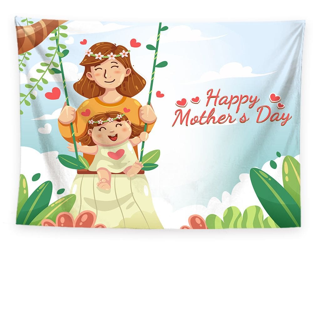 Tapeçaria: Feliz Dia das Mães, parede, 200x150cm, microtecido