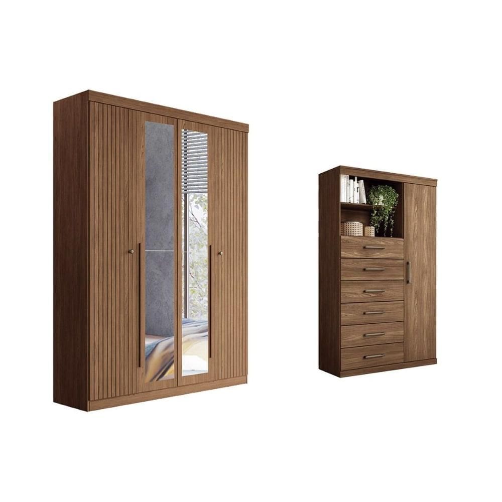 Guarda Roupa +Cômoda 2 Peças QC323 Jatobá - Santos Andirá