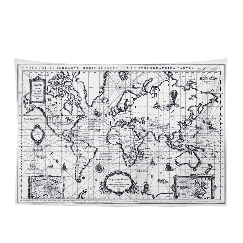 Microtecido para pendurar na parede Tapeçaria World Map 100x75cm