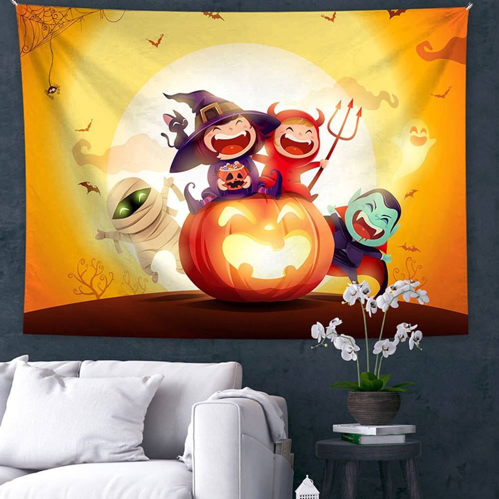Tapeçaria Halloween Pumpkin Wizard, microtecido 150x130cm