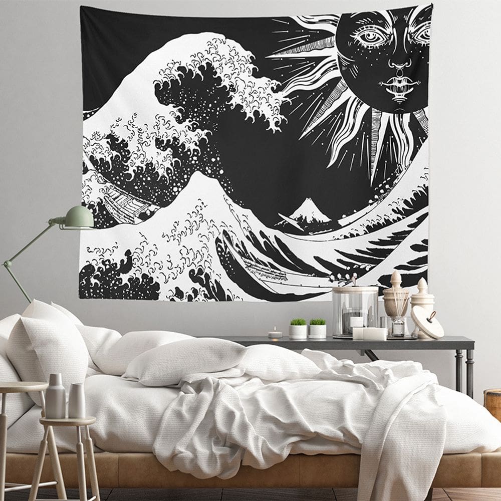 Tapeçaria Sun God Wave Wall Aesthetic 150x100cm, microtecido