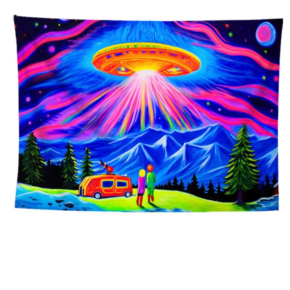 Tapeçaria Fluorescent Planet Spaceship 150x150cm Microfabric