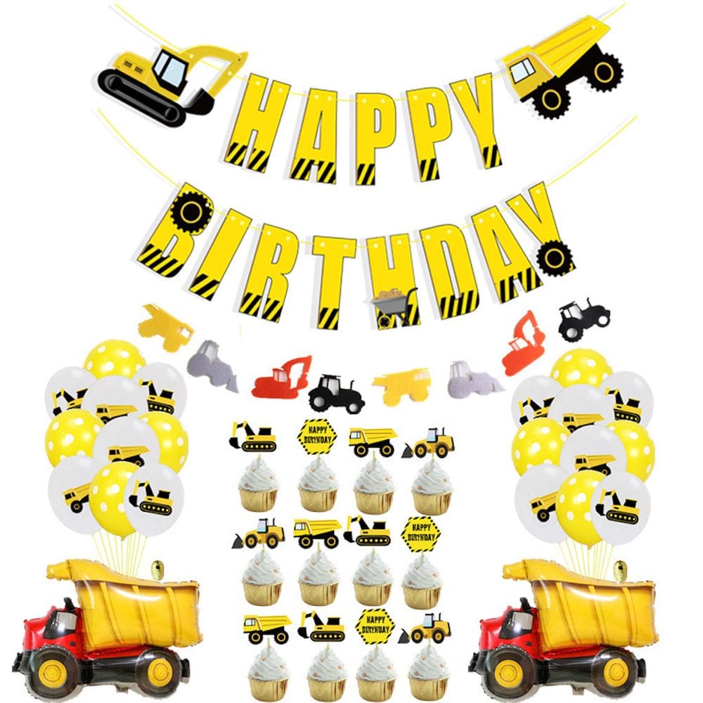 Kit de balões de aniversário Mylar Construction Truck 38 unidades