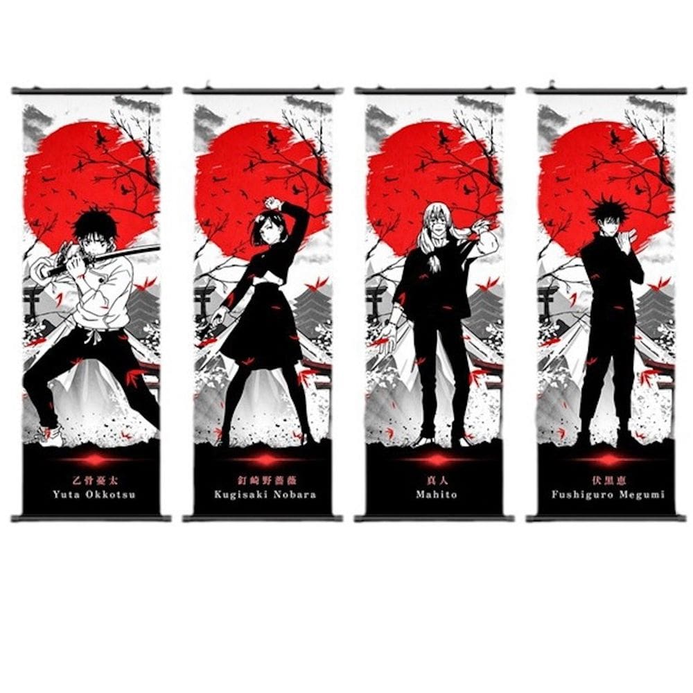Pôster de decoração de parede de 4 painéis Jujutsus Kaisens Itadoris Yujis Okkotsu Yuta Kugisa