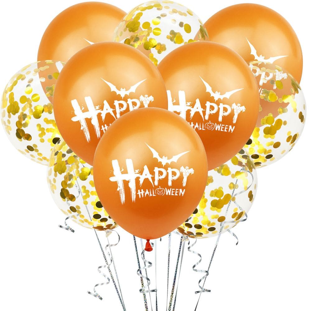 Kit de balões de decoração de Halloween com estampa de morcego, látex laranja