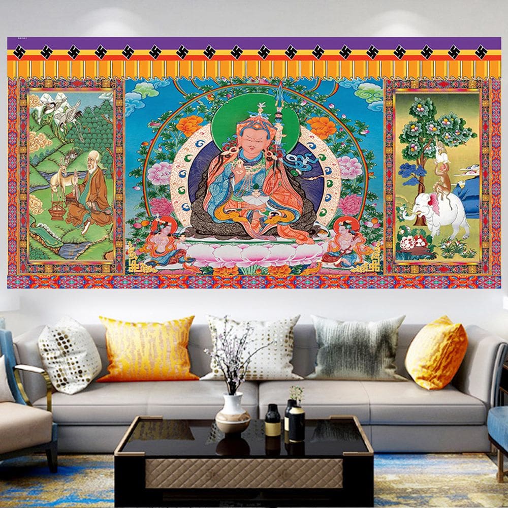 Tapeçaria, budismo tibetano, microtecido de parede 150x75cm