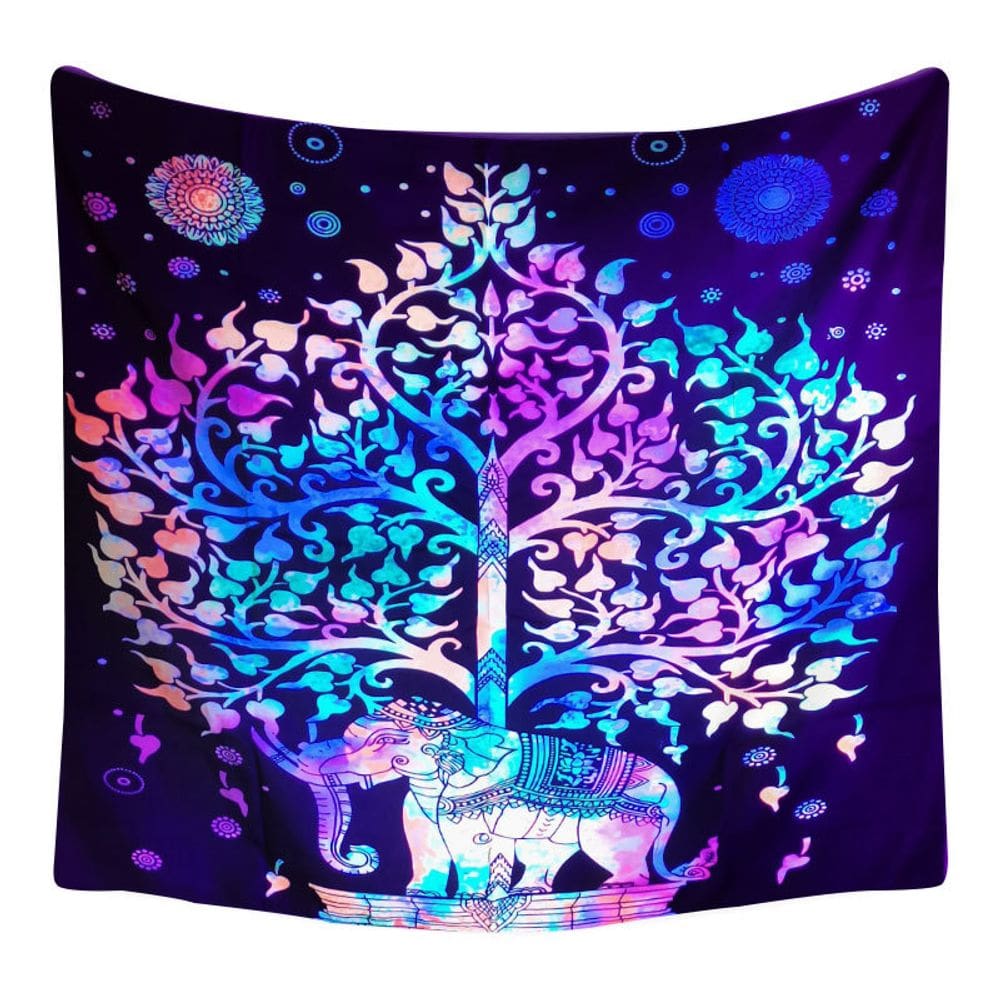 Tapeçaria de parede Elefante psicodélico fluorescente 180x150cm