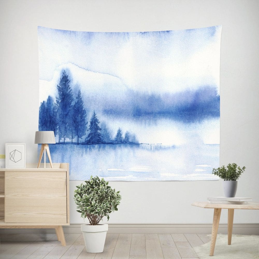 Tapeçaria, paisagem florestal, microtecido, 150x100cm, decoração de parede