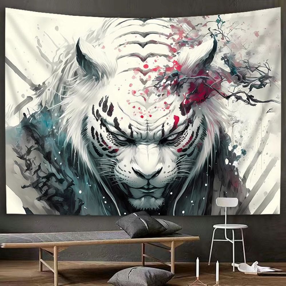 Tapeçaria Animal Tiger Microfabric Fiber 150x130cm para quarto