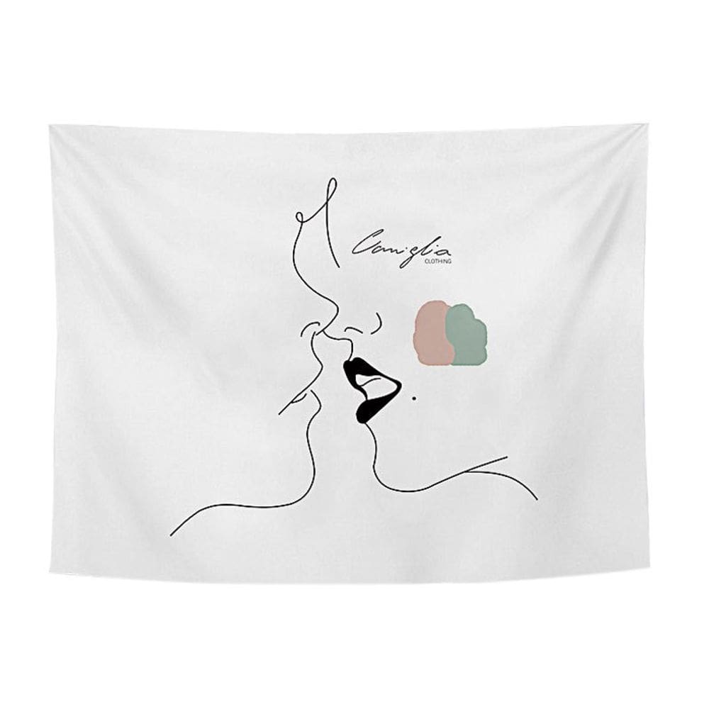 Tapeçaria de parede Simple Lines Couple Kiss 150x130cm, microtecido