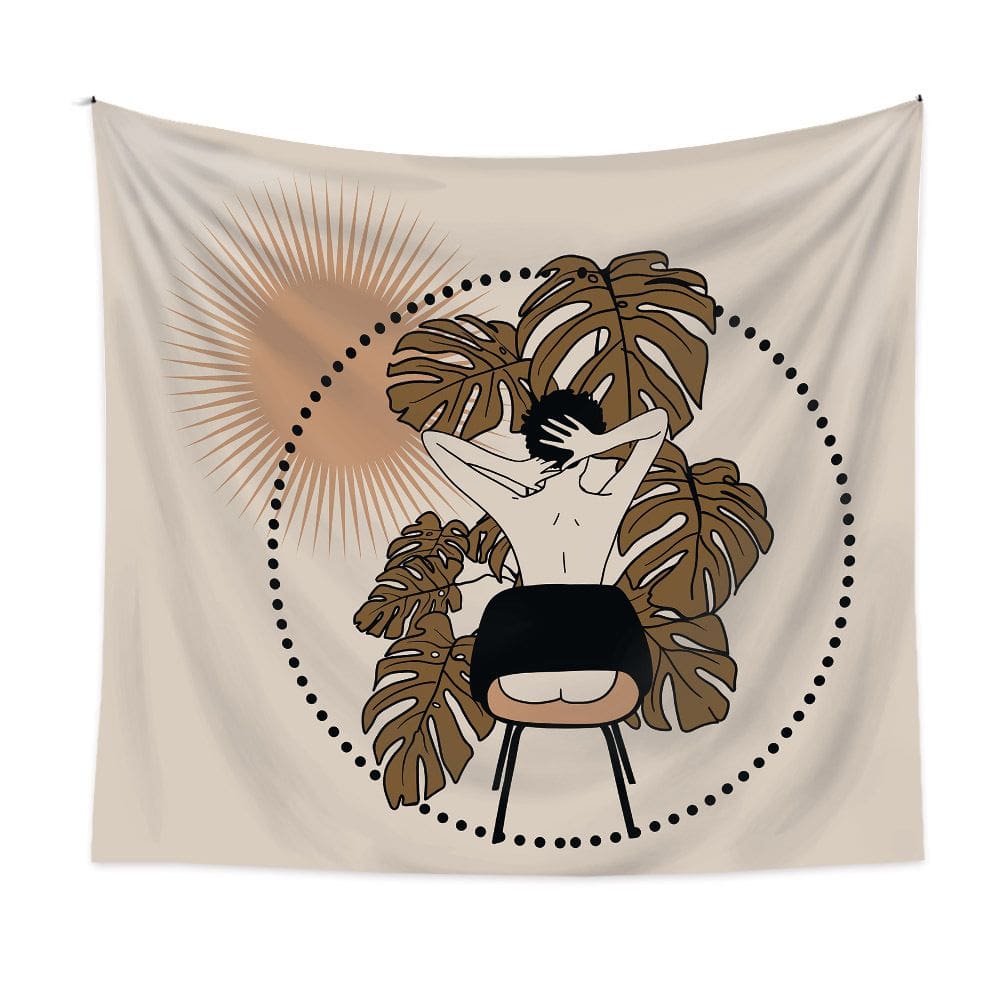 Tapeçaria, parede feminina tropical sem encosto, 150x130cm, microtecido