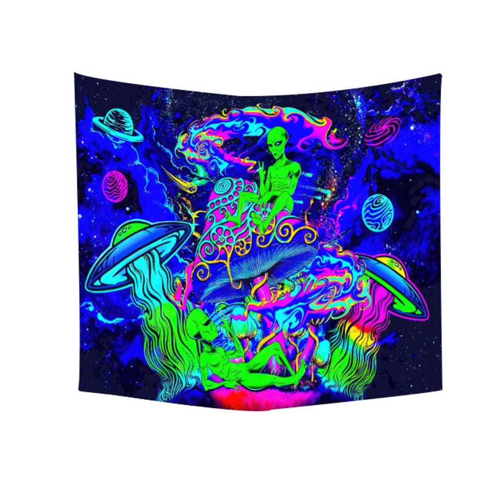 Tapeçaria Fluorescente Cogumelo Astronauta 150x150cm Microfabric
