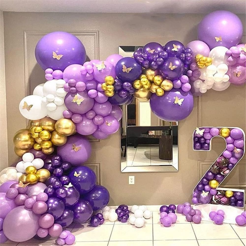 Kit Balloon Arch Balões de látex roxos 140 unidades com acessório