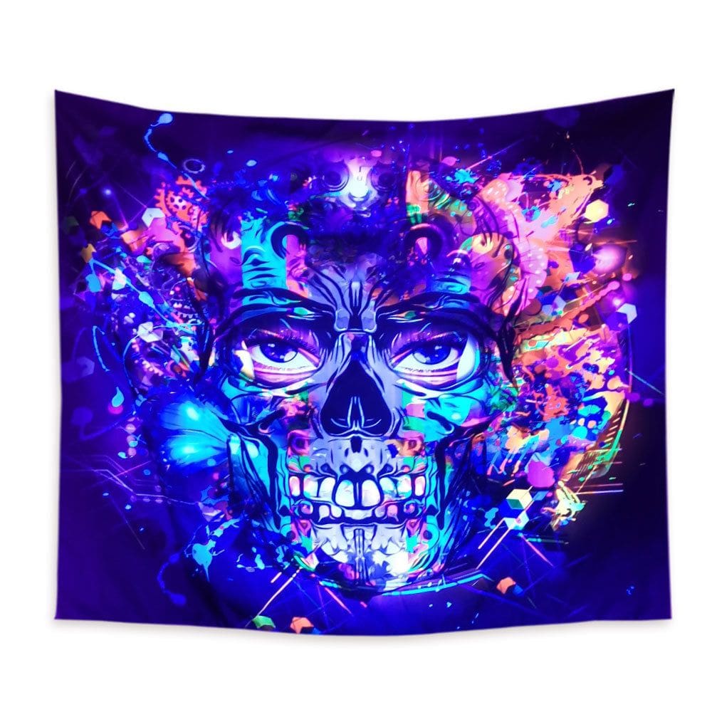 Tapeçaria fluorescente UV, cor de luz, esqueleto de Halloween 150x150cm