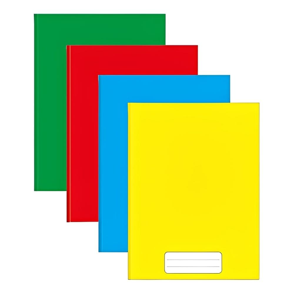 Kit 4 Cadernos Brochura Escolar Grande Capa Dura 48 Folhas