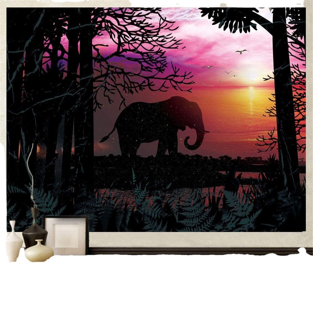 Tapeçaria de parede Elephant Sunset Microfabric 148x130cm