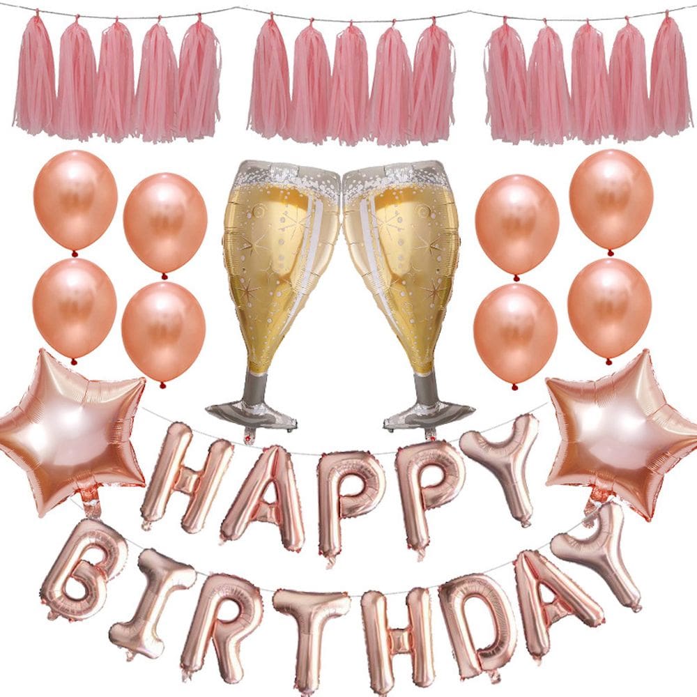 Kit de balões, garrafa de champanhe em ouro rosa, 17 unidades