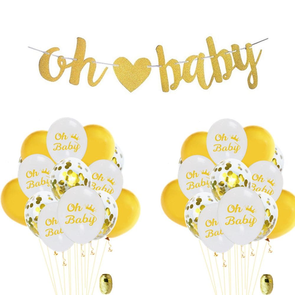 Kit de balões Oh Baby 34 unidades de látex de 12 cm com confete branco