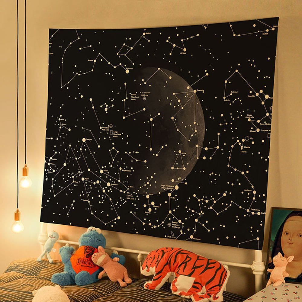 Tapeçaria Starry Sky Wall Room Aesthetic 150x130cm, microtecido