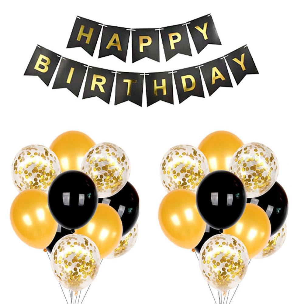 Kit de balões: balões de confete de látex, 38 unidades, preto e laranja