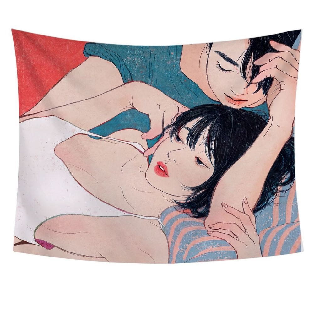 Tapeçaria Happy Time Boy Girl Wall 150x130cm de fibra de microtecido