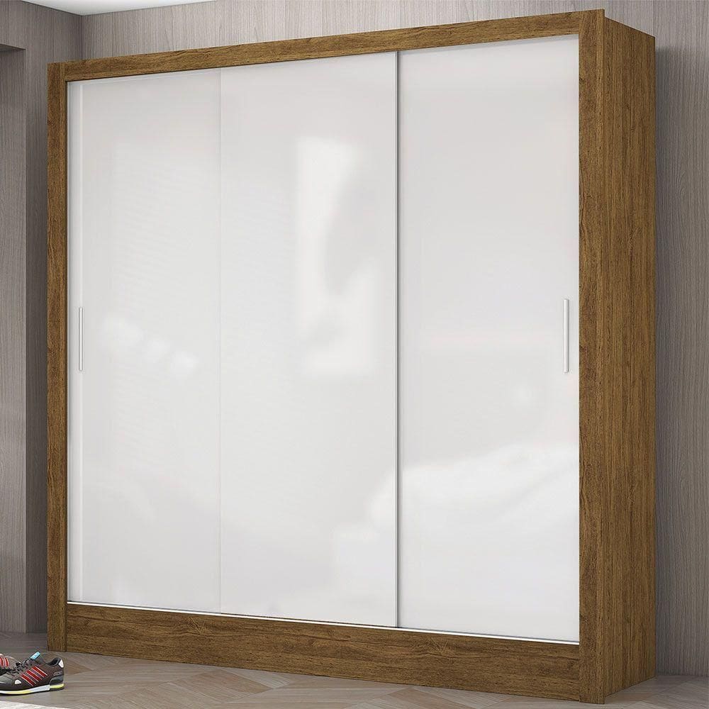 Guarda Roupa Casal Dubai 3 Portas De Correr Carioca Móveis Cinamomo Branco
