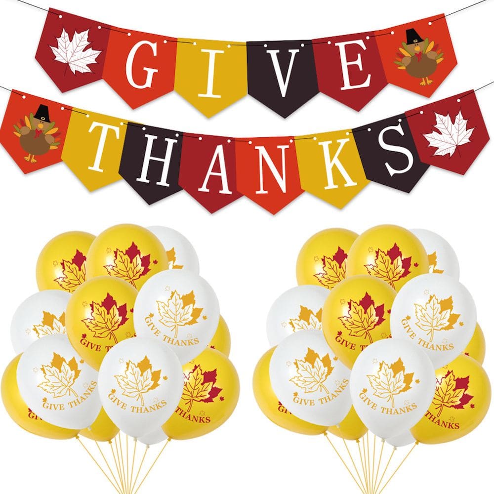 Kit de balões de decoração, 35 unidades, agradecimento, com bandeira de folha de ácer
