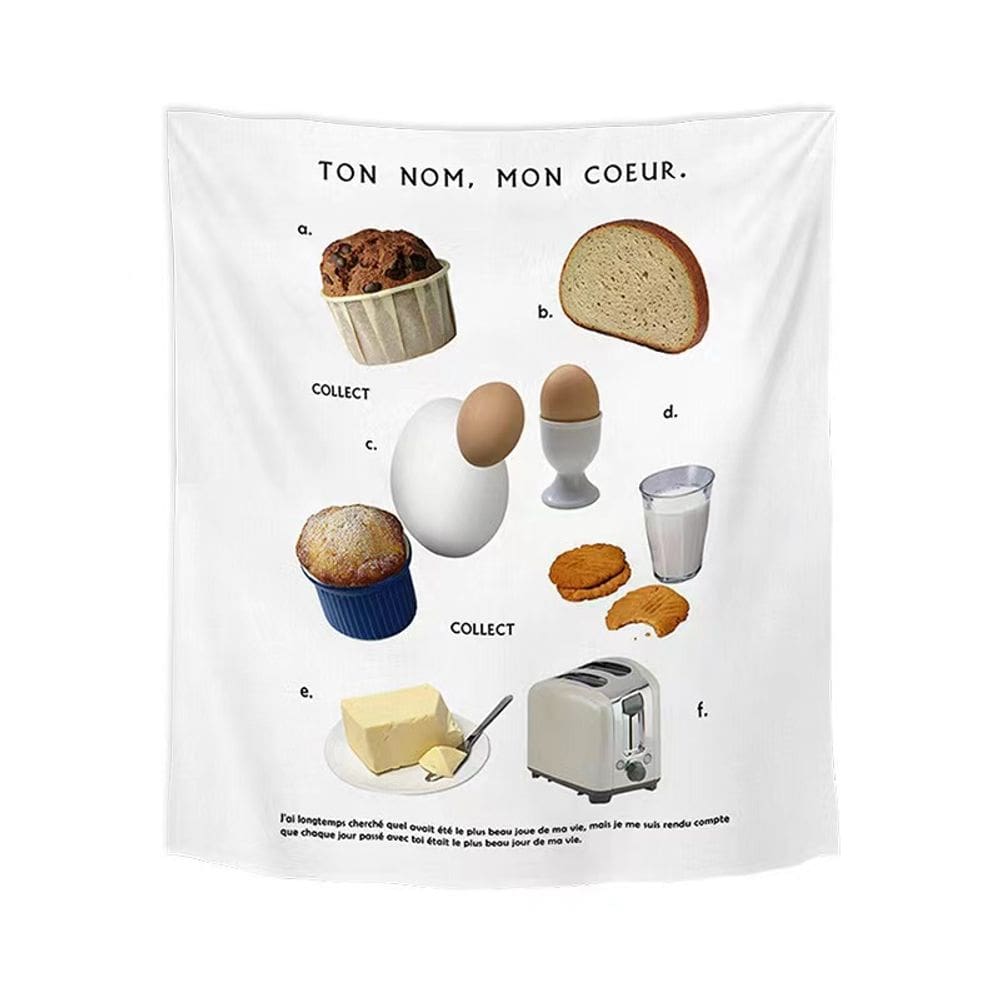 Tapeçaria de parede Ton Nom Mon Coeur Breakfast Food 100x75cm