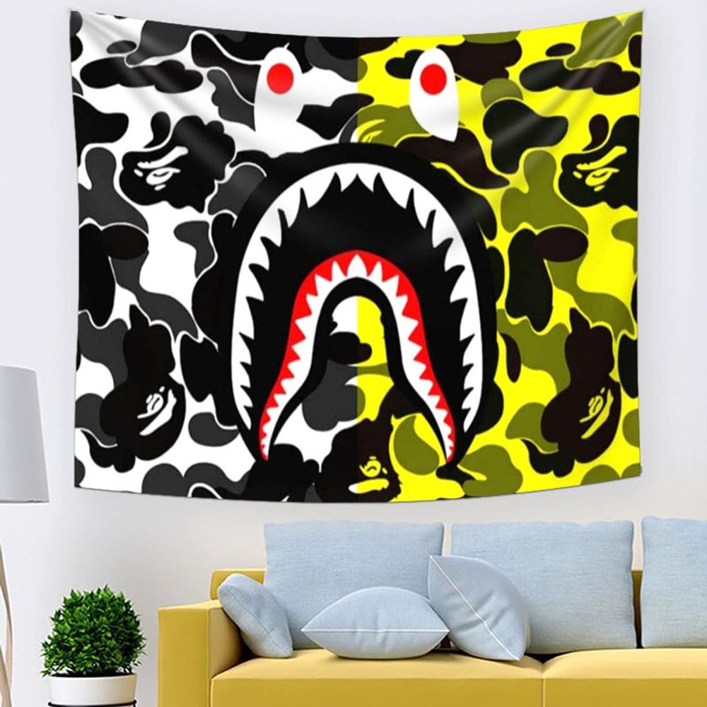 Tapeçaria para decoração de parede Art Han Sharks Mouths 150x150cm