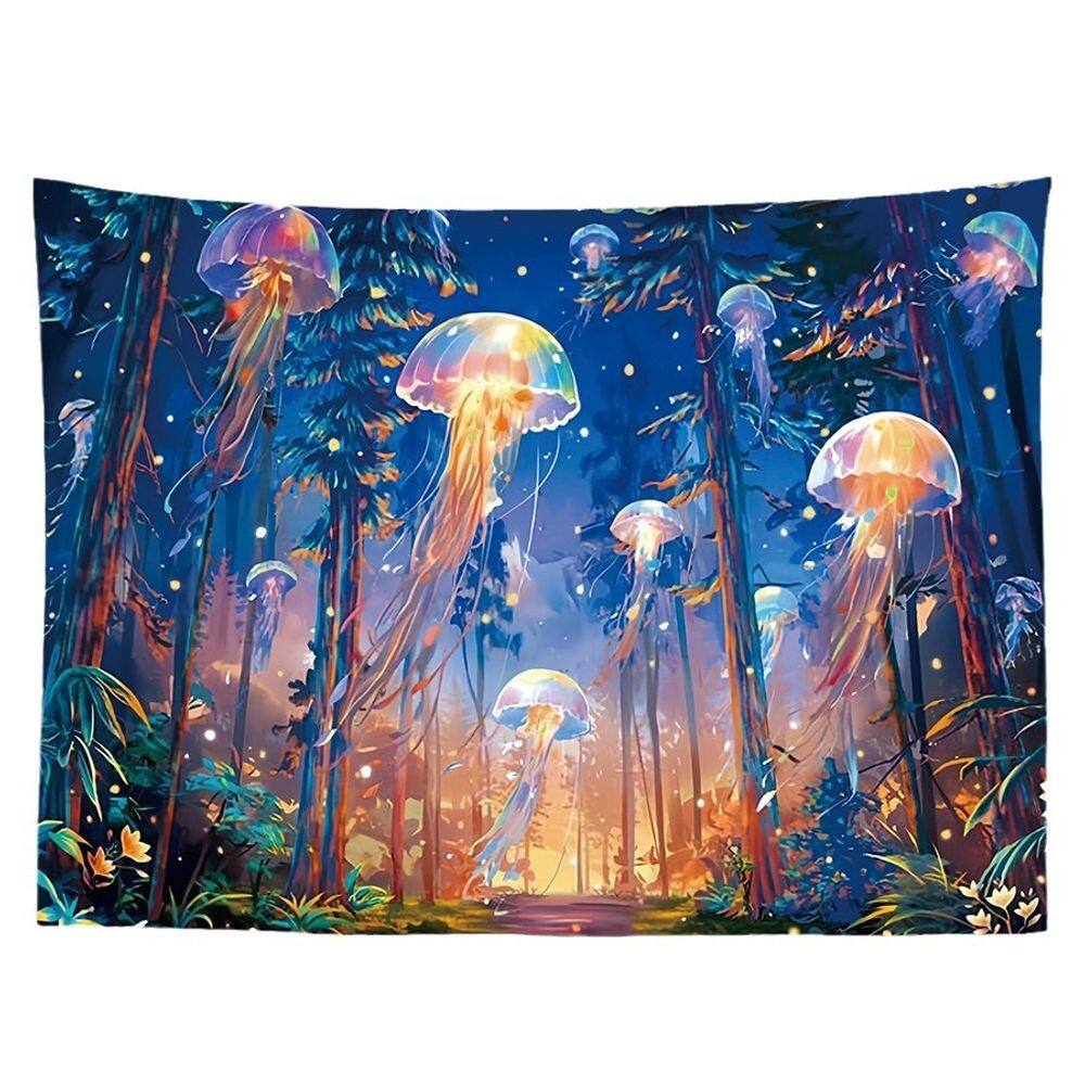 Tapeçaria, parede de medusa psicodélica, 150x130cm, microtecido